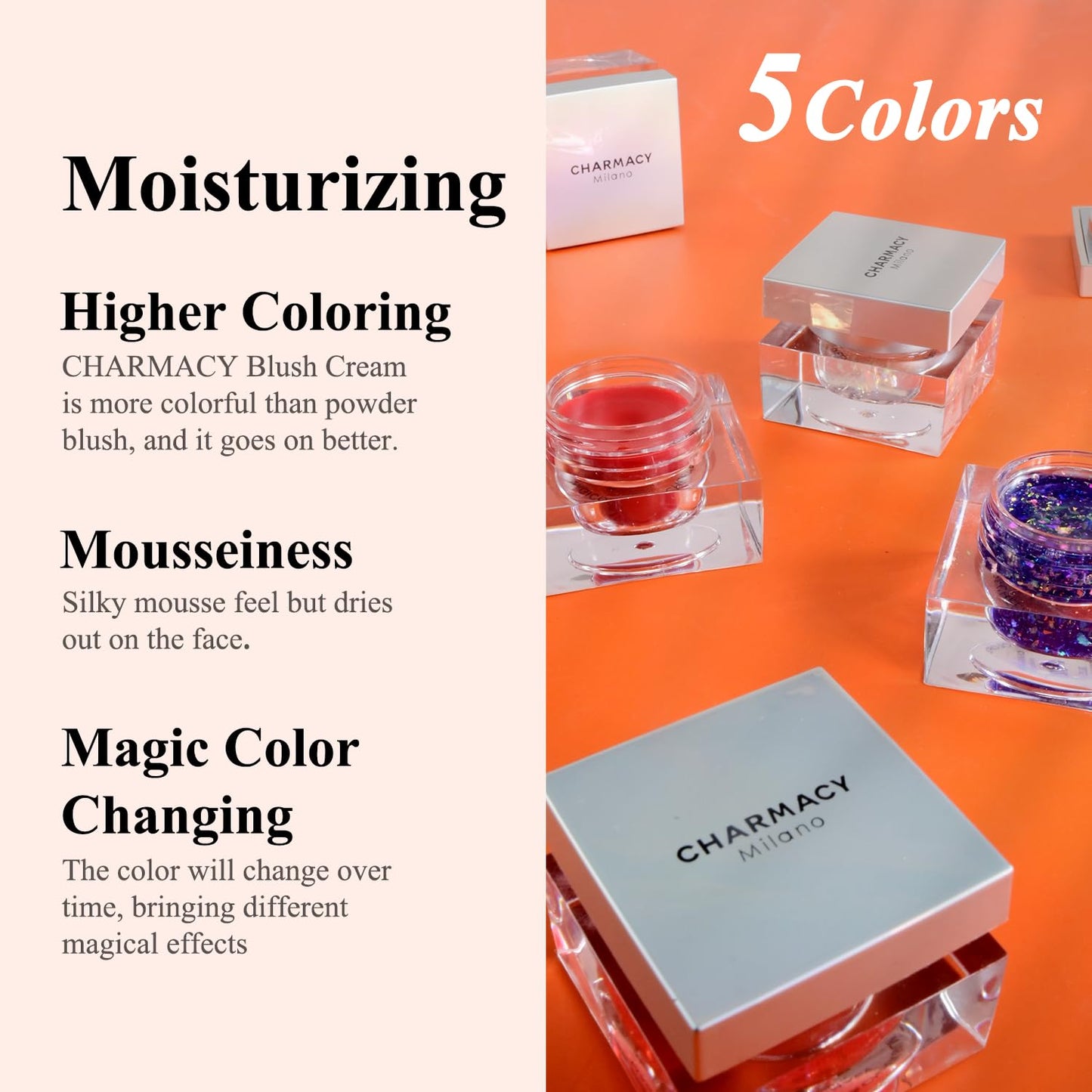 CHARMACY Magic Color Lip & Cheek Balm, PH Color Changing Blusher for Cheeks, Long Lasting Moisturizing Multi Use cream Waterproof Blush Makeup, BLUE DREAMLAND (#02)