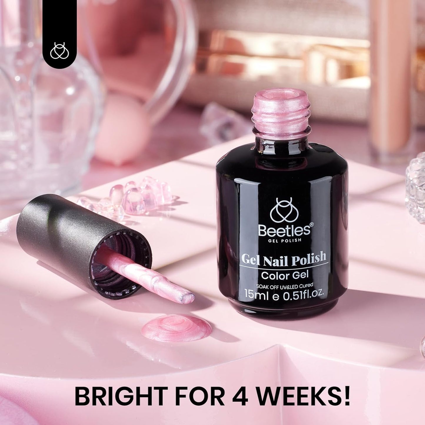 Beetles Pearl Pink Gel Nail Polish – Soft Afternoon Mermaid Gel Polish, 15ml Thread Effect Pink Nail Swirl Shell DIY Nail Art Design Manicure Gifts for Women