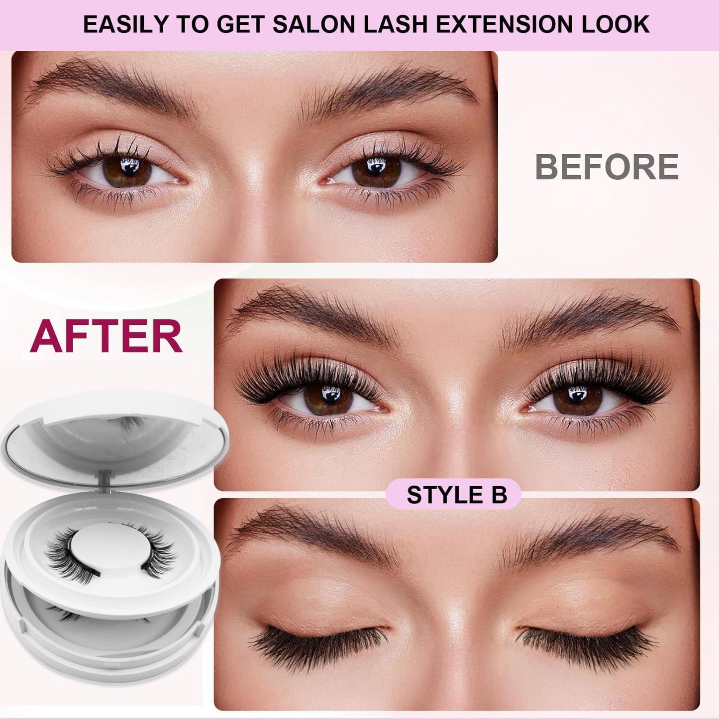 Ginani Magnetic Lashes,Magnetic Eyelashes with Applicator,2025 New Reusable Magnetic Lashes Natural Look No Glue or Liner Needed(Camellia+Simple)