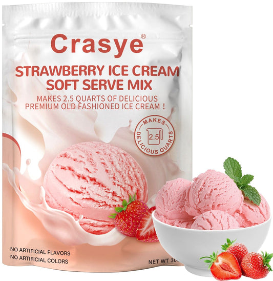Ice Cream Mix Strawberry Soft Serve Mix Soft Serve Mixes Base Powder Homemade for Ice Cream Maker Machine - 10 Ounce