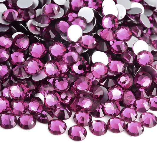 Flatback Rhinestones Round Gems for Nails Art and Crafts 2000Pcs SS16 4mm Glitter Crystals Stone DIY Bags Clothes Shoes (Grape Purple)