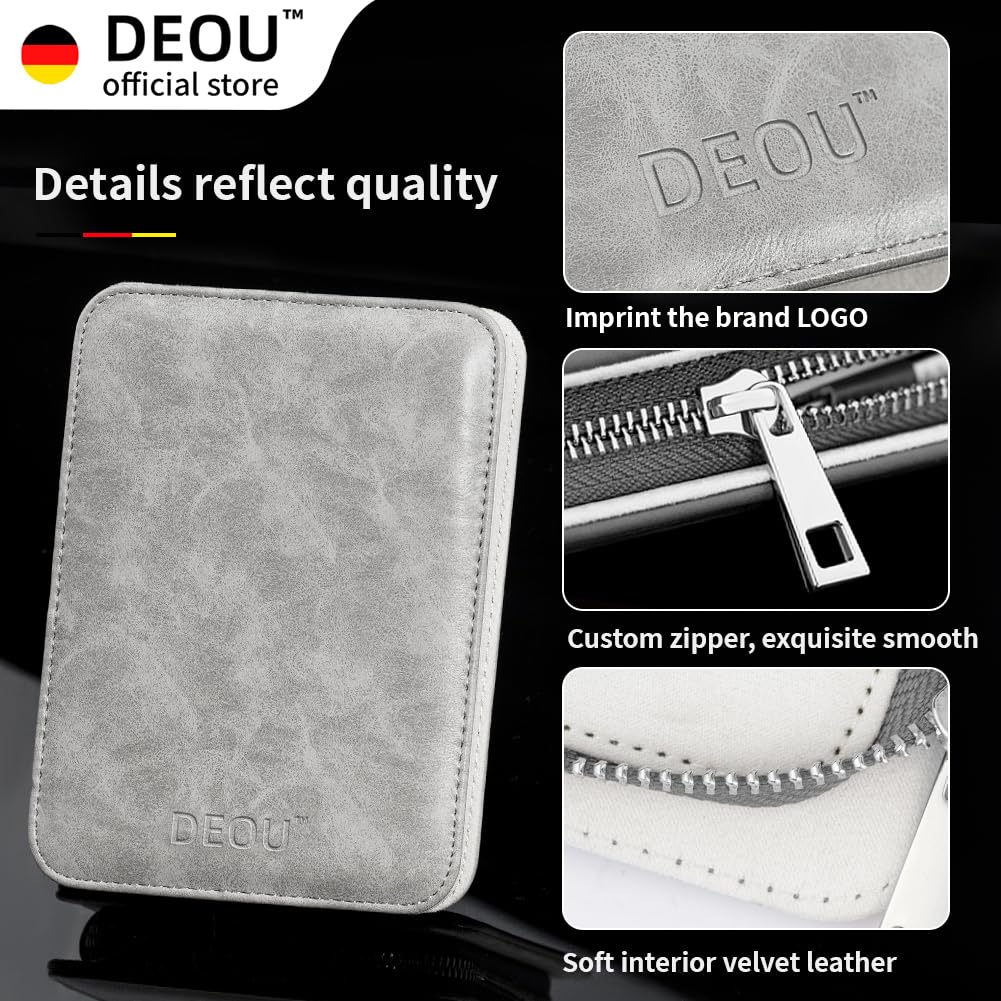 DEOU 13pcs Nail Grooming Kit Stainless Steel Professional Manicure Set Men Nail Care Tools with woman Luxurious Portable Travel Case Gift (Gray)