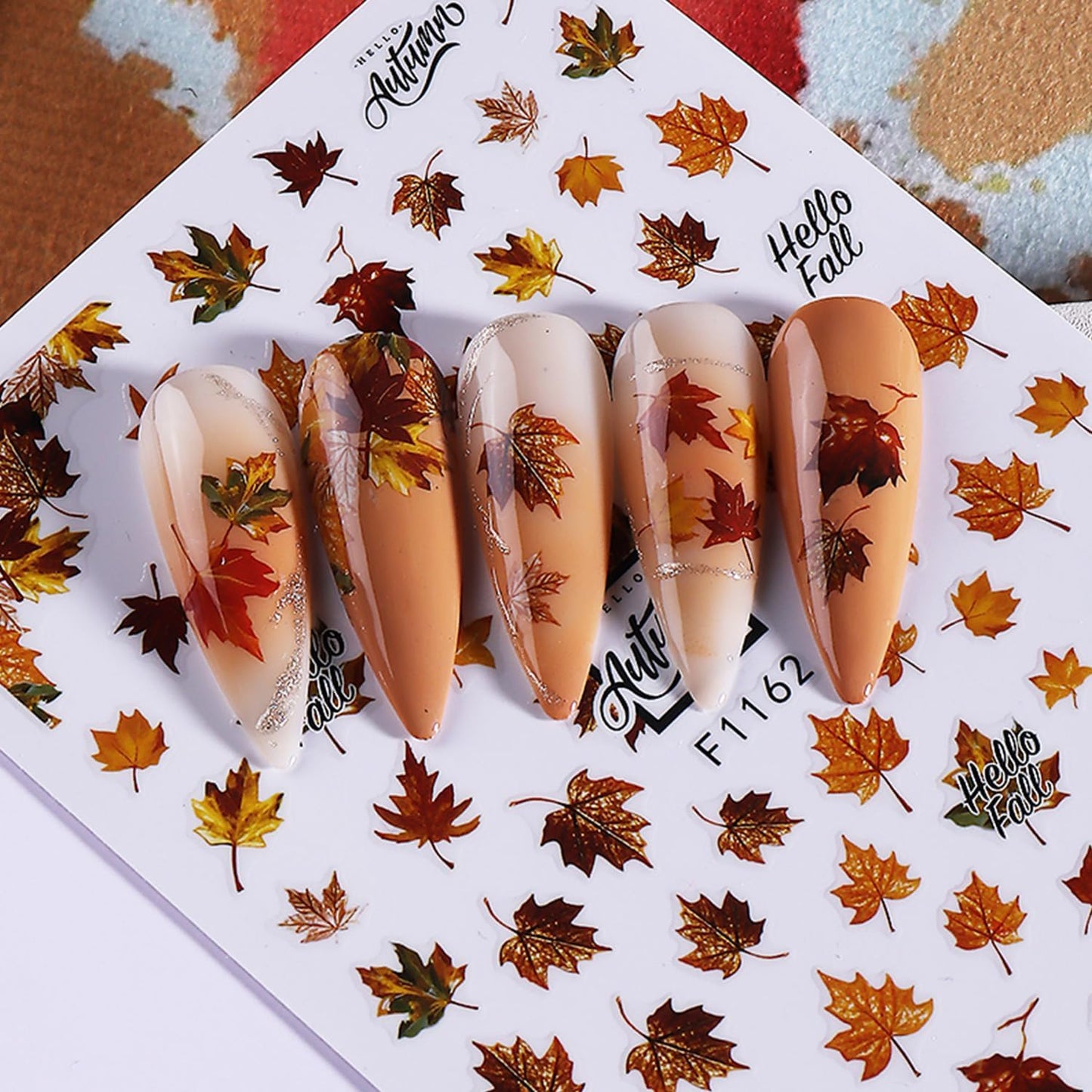 8 Sheets Thanksgiving Nail Art Stickers Decals Fall Maple Leaf Nails Decals Self-Adhesive Autumn Maple Leaves Nails Stickers for Nail Art Pumpkin Decals