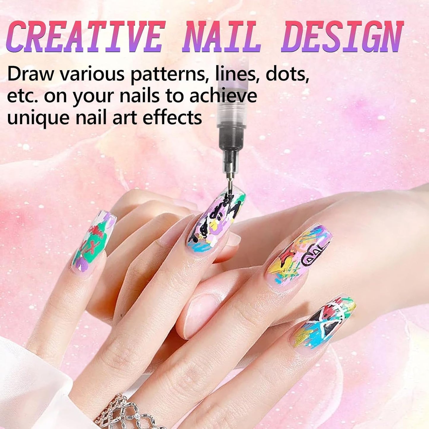 12 Colors Nail Art Pens Set, 3D Quick-Dry 0.5MM Nail Polish Pens, 2025 DIY Nail Art Marker Graffiti Dotting Pen for Nails Art Design Manicure Nail DIY Decoration