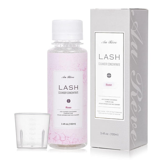 Eyelash Cleanser Concentrate 100ml Lash Extension Shampoo Oil-Free Eyelash Extension Shampoo with Salon Home Care -Makes 20 Bottles 60ml Lash Shampoo, Rose