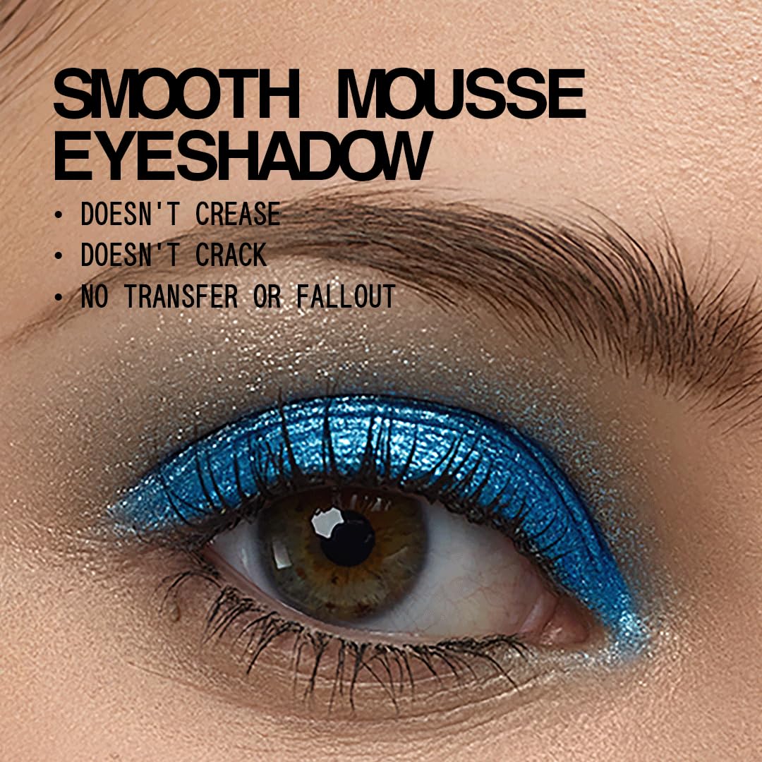 About-face Fractal Glitter Eye Paint Above Santorini – Smudge-Proof, Long-Lasting Liquid Eyeshadow – Intense Sparkle with Mousse Texture – Vegan, Cruelty-Free – 0.13oz (Sapphire)