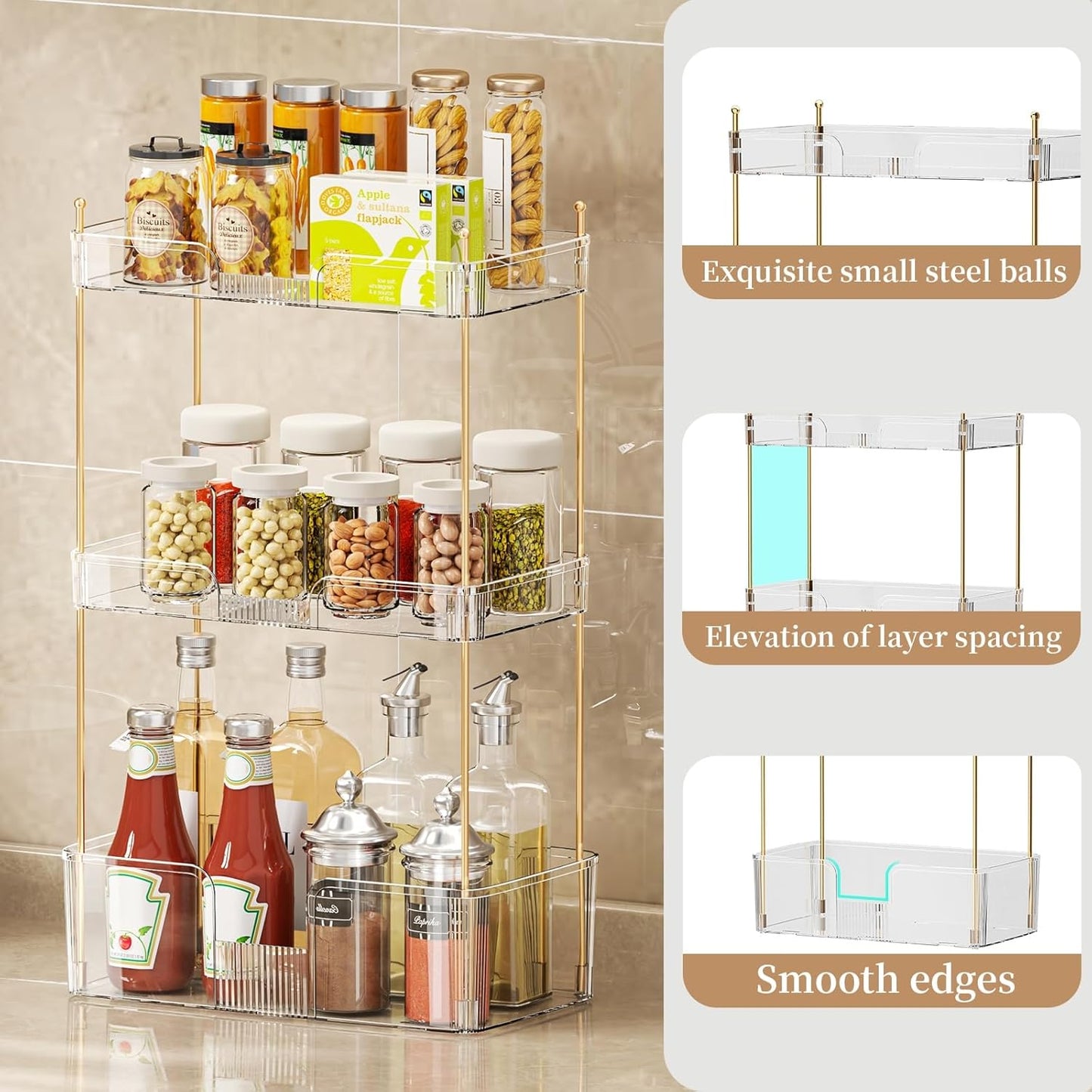 3 Tier Bathroom Countertop Organizer, Makeup Skin Care Organizer, Perfume Tray Vanity Countertop Organizer for Bathroom Countertops