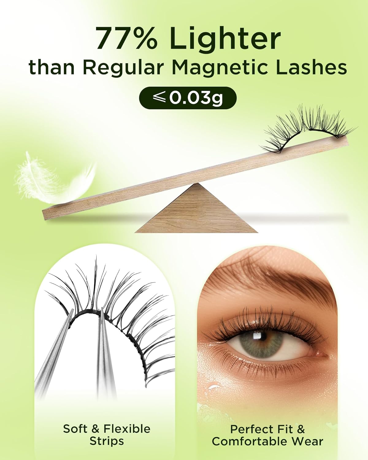 BEYELIAN Magnetic Eyelashes with Applicator Kit, Reusable Natural Look False Lashes, No Glue Needed Soft Magnetic Lashes for Eye MAC-33 (Lightweight & Comfortable)