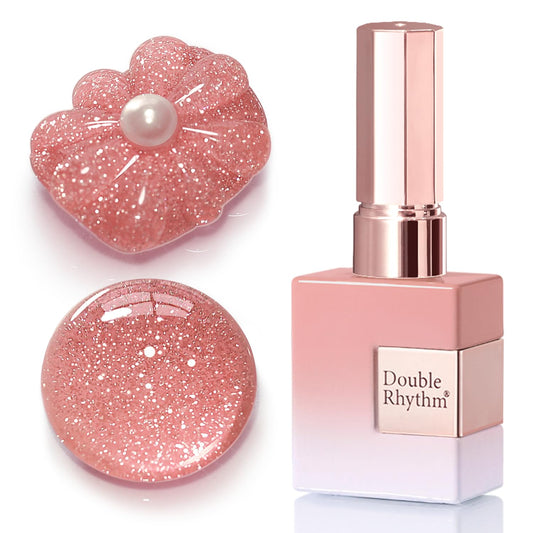 Double Rhythm 0.5Oz Glitter Gel Polish Shimmer Reflective Color for Nail Art Salon DIY Soak Off 15ml Nail Lamp Gel Polish at Home (Peach Pink-B1172)
