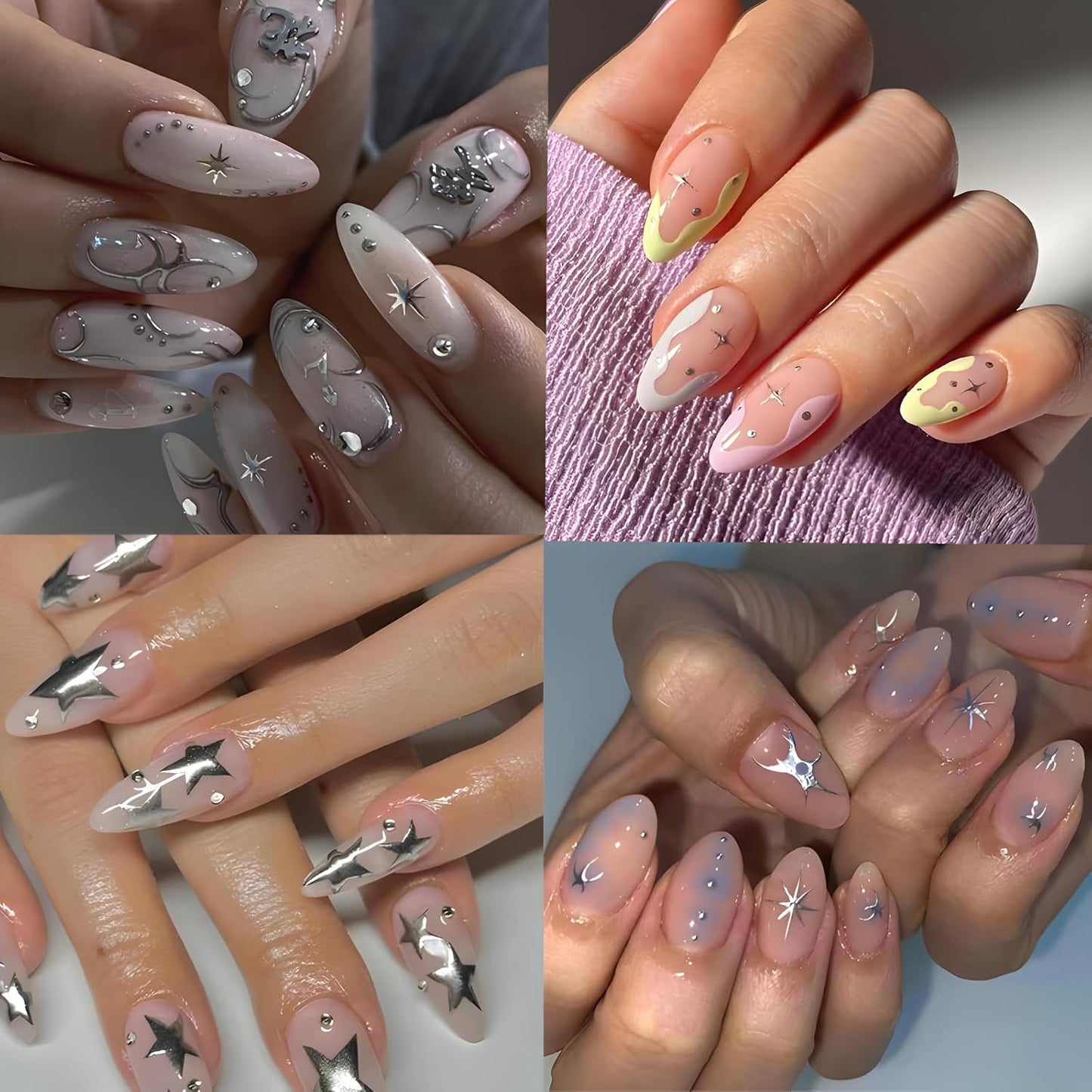 30 Sheets Silver Nail Art Stickers 3D Self Adhesive Sliver Line Nail Decals Silver Nail Sticker for Nail Art Silver Heart Star Nail Art Supplies Silver Nail Design for Acrylic Nails for Women Girls