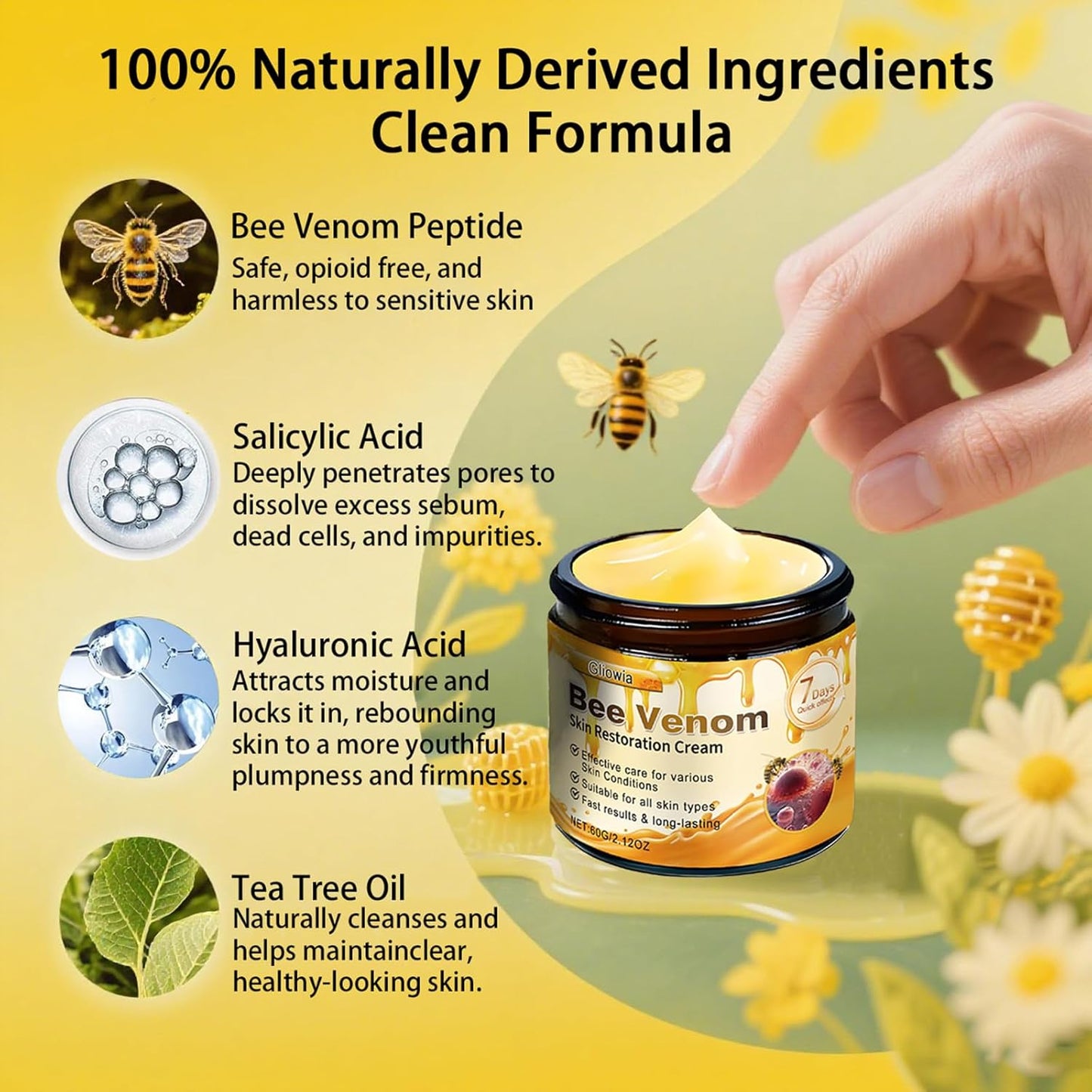 Bee Venom Skin Restoration Cream, 2025 Upgrade Bee Venom Skin Treatment Cream, Natural bee venom Comprehensive cream for Repair & Renewal, All in One Nourishing Serum for All Skin Types