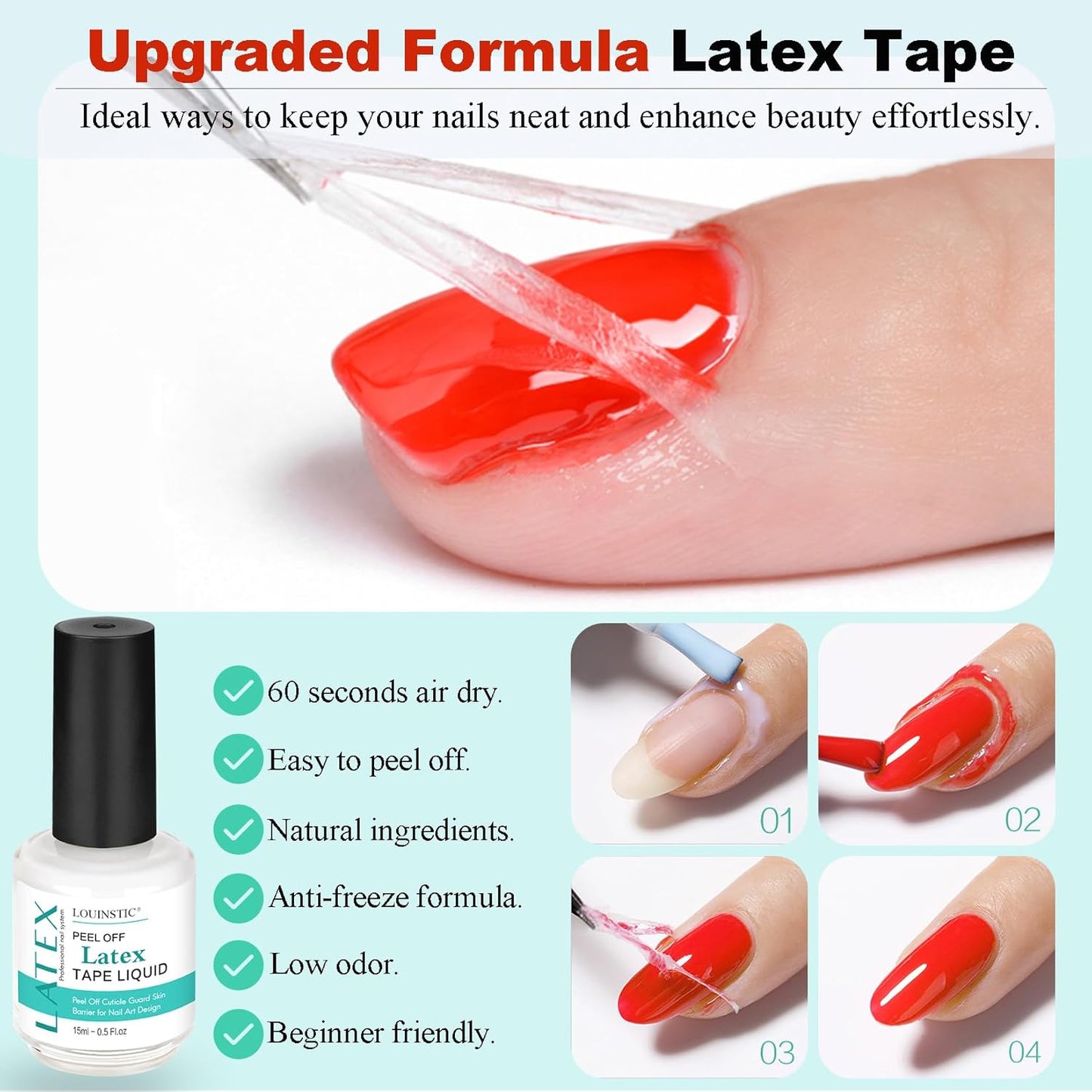 Gel Nail Polish Remover, Gel Remover Kit with Liquid Latex for Nails, No Need to Wrap or Soak, Removes Nail Polish in 2-5 Minutes, Acetone Free, Not Damage to Nails, with Manicure Tools