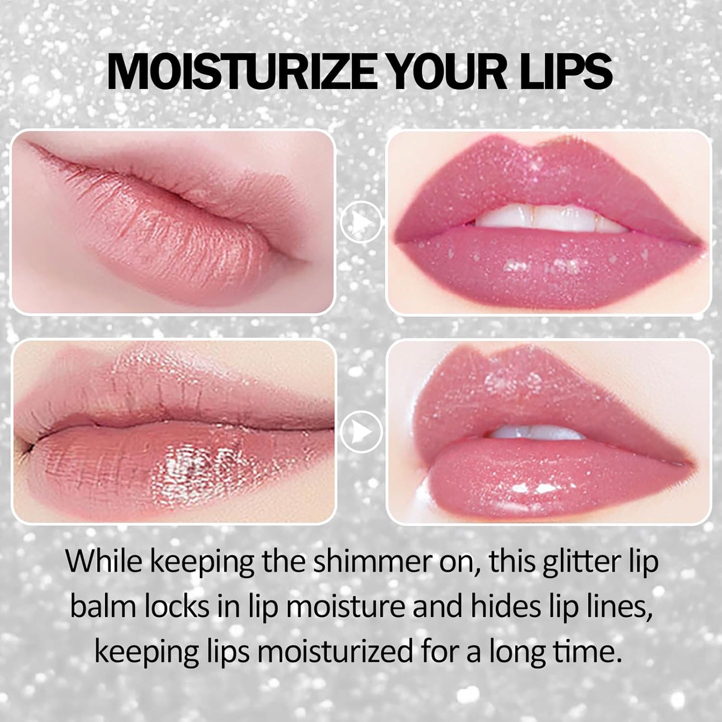 DAGEDA 3PCS Glitter Lipstick, Moisturizing Glossy Color Changing Lip Balm, Long Lasting Shimmer Lipstick, Nonstick Color Change Lipstick, Waterproof Glitter Lip Balm for Festival