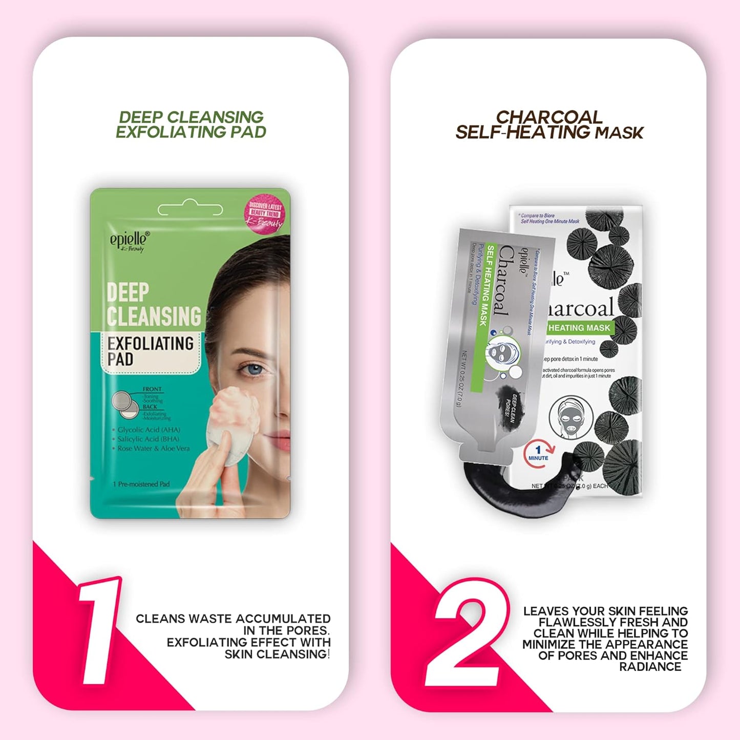 Epielle All In One Kit, cleansing, facial sheet mask, peel off, Fun facial mask Kit, Moisturizing Facial Skincare for Sensitive Skin & Acne | Spa Day Party, Mothers Day Gifts