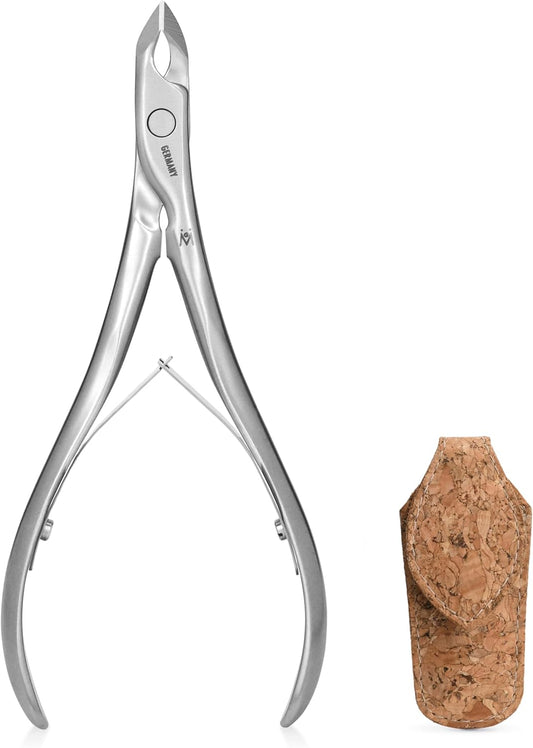 GERMANIKURE Standard Professional Cuticle Trimmer - 3/4 Full Jaw Nipper - Ethically Made in Germany - FINOX Stainless Steel Sharp Cuticle Remover in Cork Case – Manicure Tool, r177, 7mm