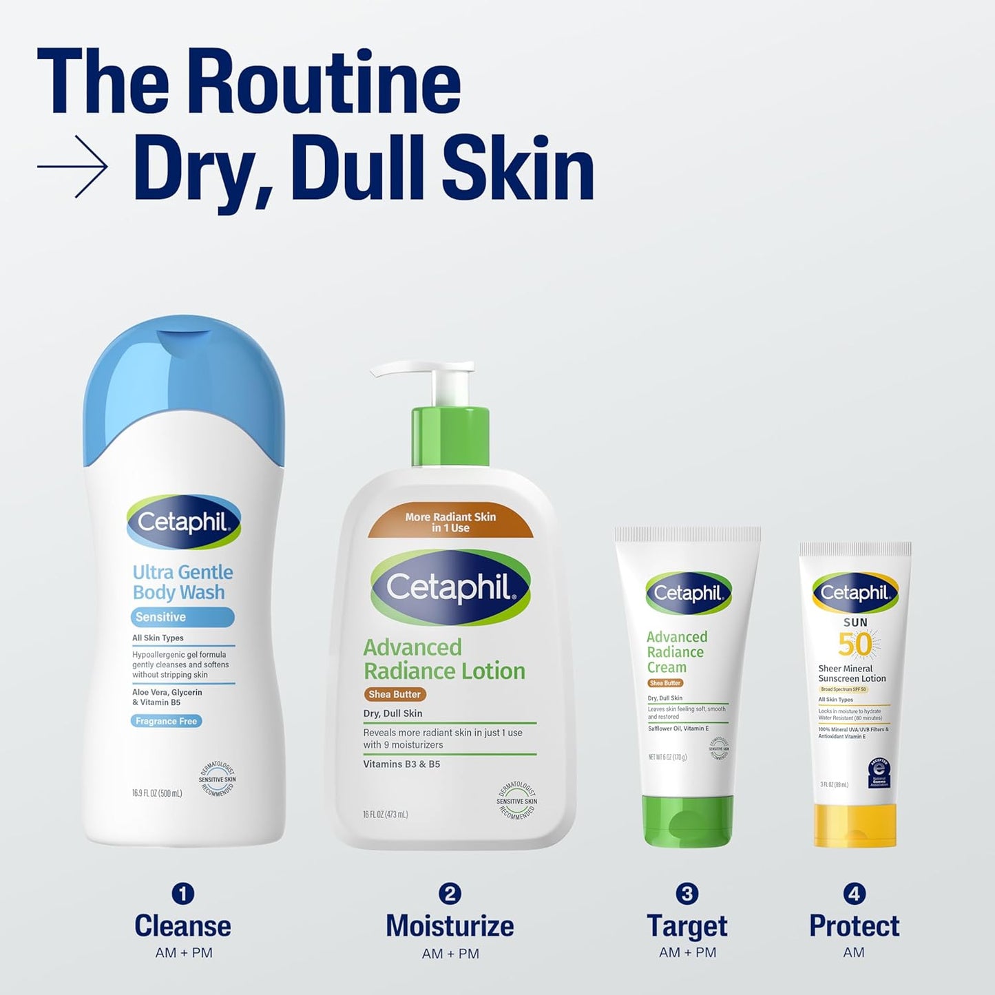 Cetaphil Advanced Radiance Cream with Shea Butter, 6 oz, For Dry, Dull Skin, More Radiant Skin, 48 Hour Hydration, All Skin Tones & Types, Hypoallergenic, Fragrance Free