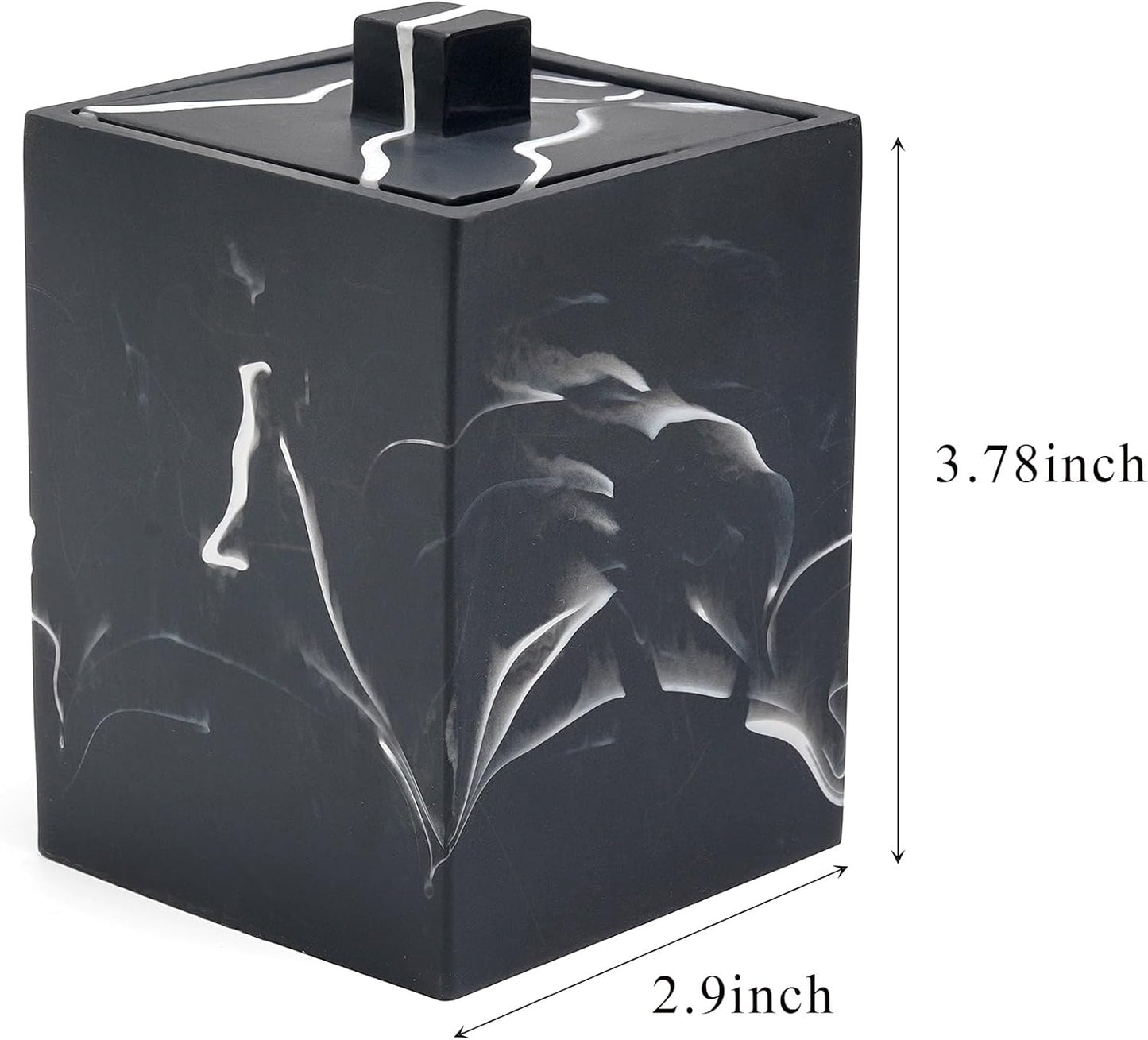 Cotton Swab Canister with Lid, Resin Qtip Holder Bathroom Containers Canister Cotton Ball Organizer, for Jewelry Necklace Ring Earring Storage jar Gift Case (Matte Ink Black)