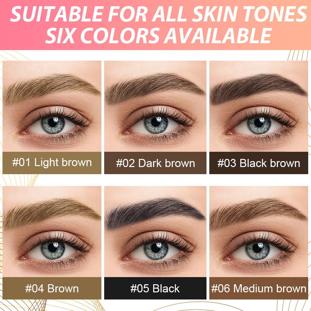 evpct 2Pcs Black Brown Magic Microblading Eyebrow Contouring Pen Brow Pencil, with 4 Brush Micro-Fork-Tips Precise Applicator, Dual-ended Eyebrow Brush, Hair Like Strokes, Natural Looking Brows