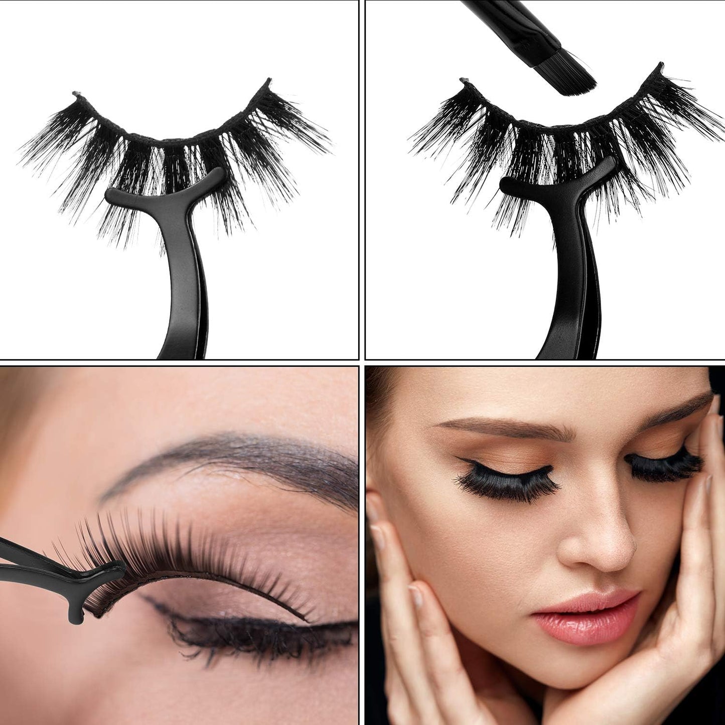 24 Pieces False Eyelashes Applicator Tool Stainless Steel Eyelash Extension Tweezers Remover Clip Tweezers Nipper Eyelash Auxiliary Clip for Women Makeup Application and Removal