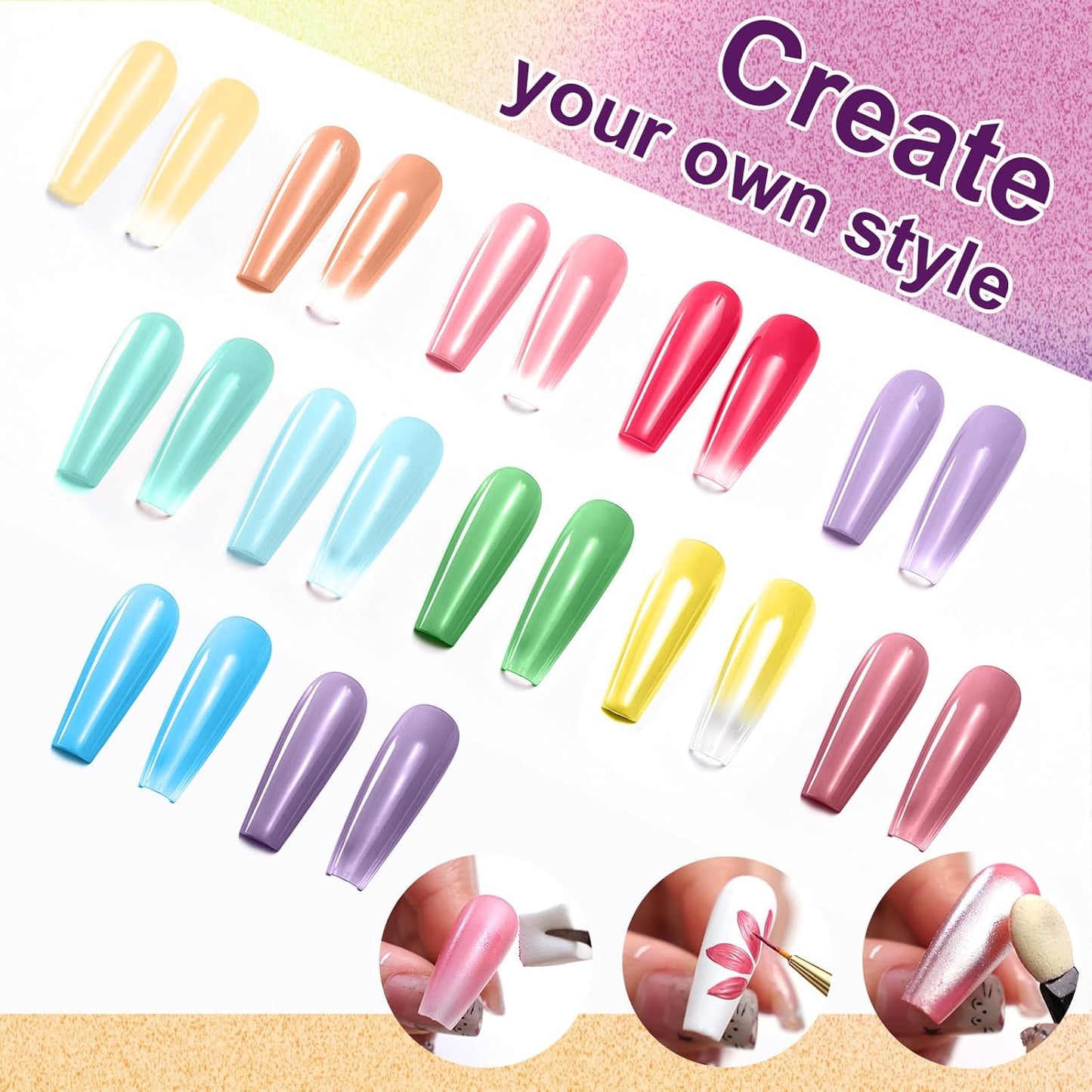 Gradient Painting Gel, 12 Bright Colors Ombre Gel Nail Polish for Pigment Pat Aura Nails, French Manicure DIY Nail Art Long-lasting No-wipe Cream Color Palette Lullaby Palette