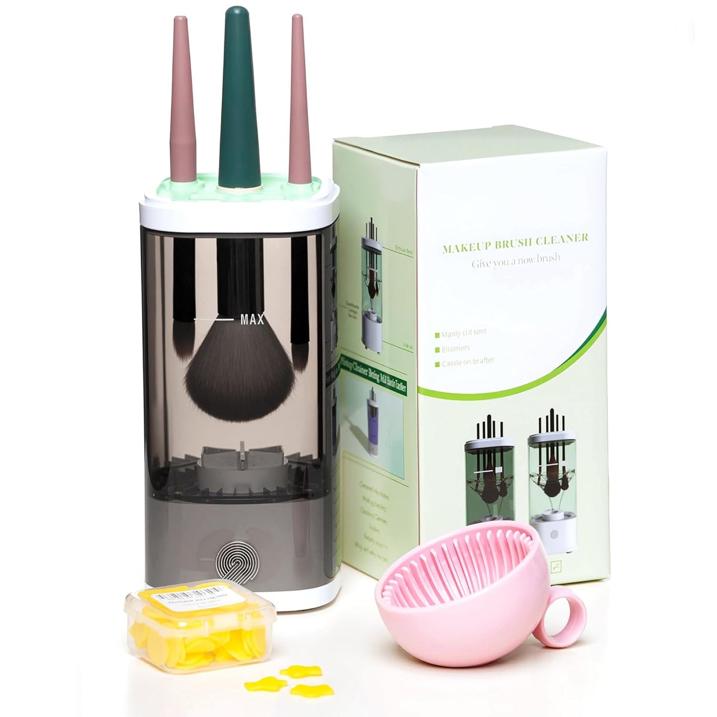 Electric Makeup Brush Cleaner Machine, Rechargeable Spinning Makeup Brush Cleaner, Automatic Cosmetic Brush Cleaner Machine For All Size Makeup Brushes, Makeup Brush Cleaner with Mat