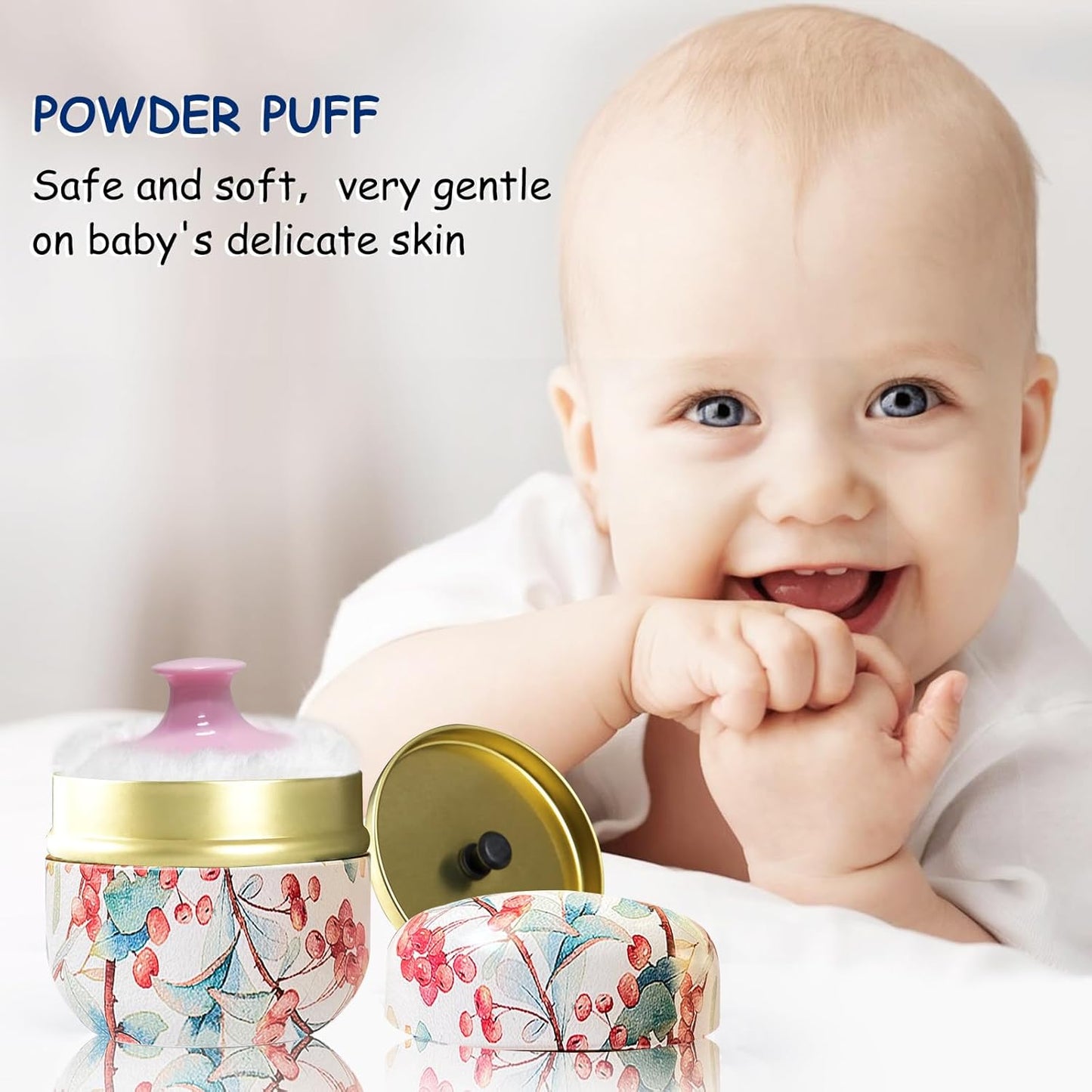 Body Powder Puff and Container for Dusting Powder, Women Powder Puff and Powder Case for Bath and Travel (Ormosia)