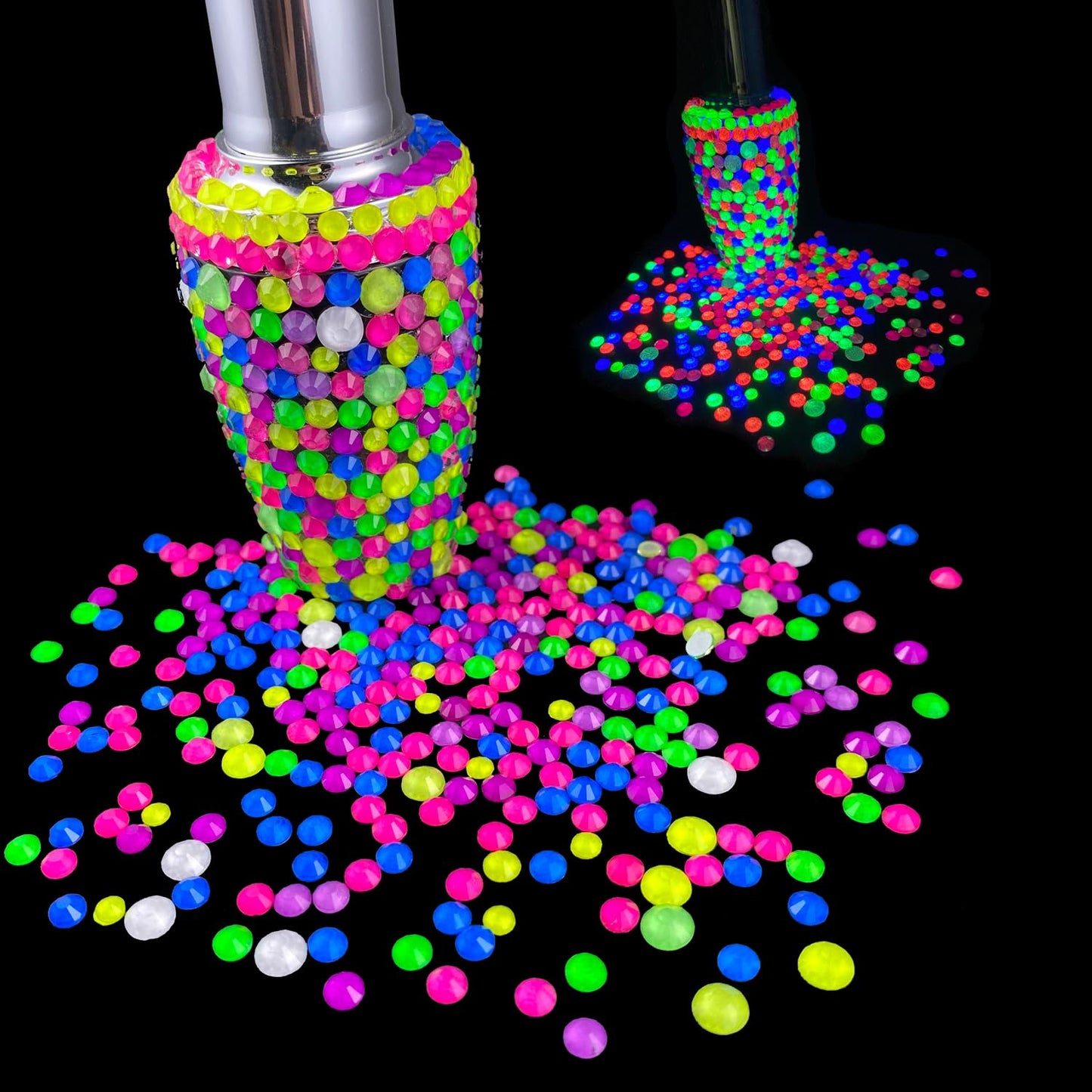 Flatback Glass Rhinestones,Bedazzler Gems 1440pcs Non Hotfix Crystal Rhinestones for Nail Charms Crafts Clothes Tumblers,Green Neon,SS16