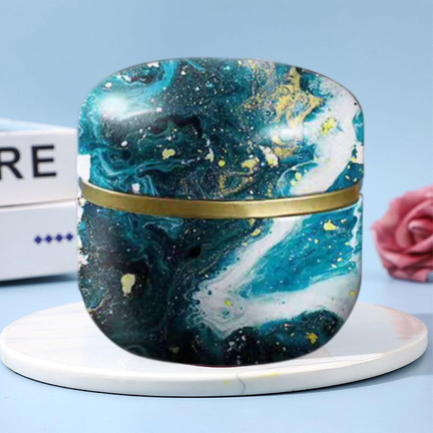 Body Powder Puff and Container for Dusting Powder, Women Powder Puff and Powder Case for Bath and Travel (Universe)