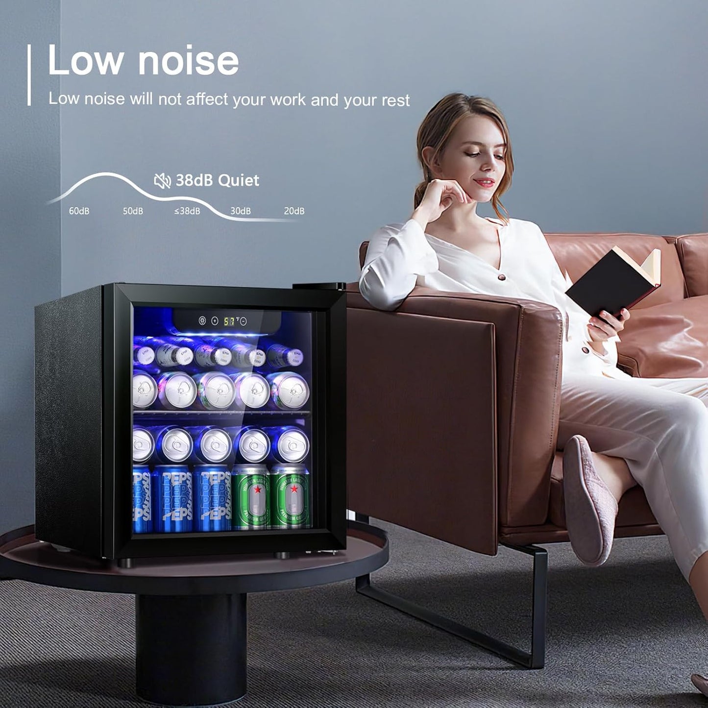 Antarctic Star 12 Bottle/48 Can Beverage Refrigerator, Wine Cooler/Cabinet, Mini Drink Fridge, Clear Front Glass Door Counter Top Red Cellar Beer Soda Bar Quiet Compressor Freestanding 1.3 cu.ft.