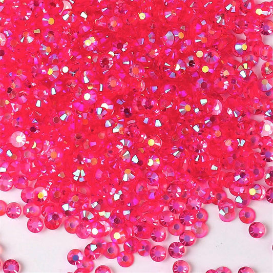 3000 Pieces SS12 3mm Flatback Rhinestones AB Clear Round Gems Crystals for Nail Art DIY Crafts Clothes Shoes Bags （Transparent Light Rose Red AB）