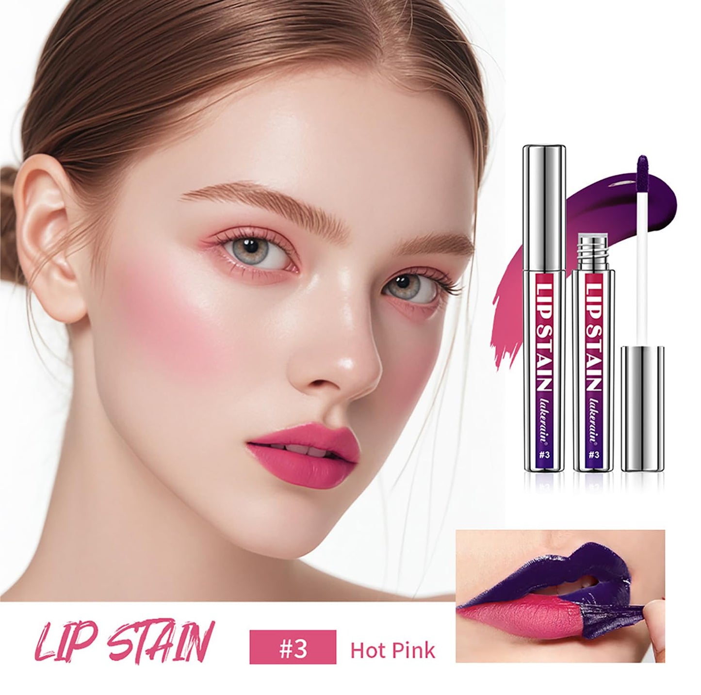 3Pcs Peel Off Lip Liner Lipstick Makeup, Pink Peel Off Lipgloss for Women Magic Lipstick 24 Hours Original Lip Liner Makeup Stain (#D, 1 Count (Pack of 3))