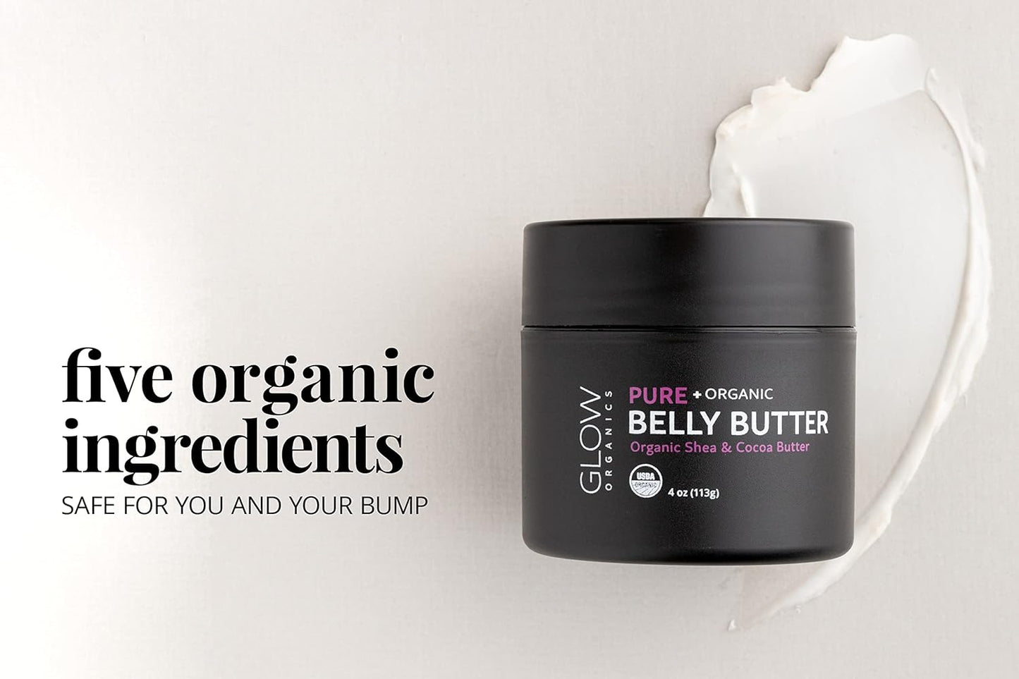 100% Organic Belly Butter, Prevents Stretch Marks and Firms Skin