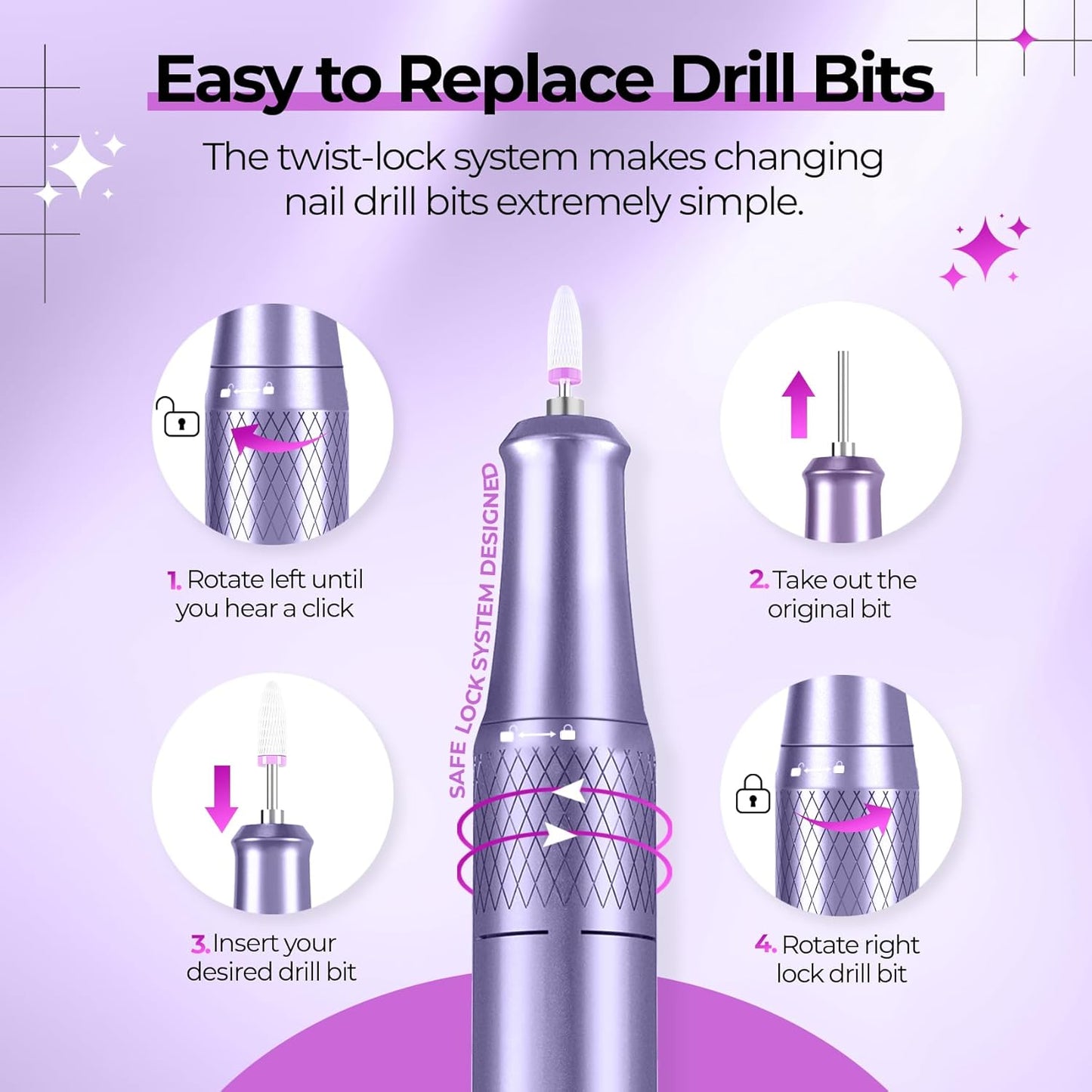 Electric Nail Drill Professional: 40000RPM Electric Nail File Kit E File Nail Drill Machine with LCD Display for Acrylic Gel Nail, Manicure Pedicure Polishing Nail Grinder for Salon Home Use