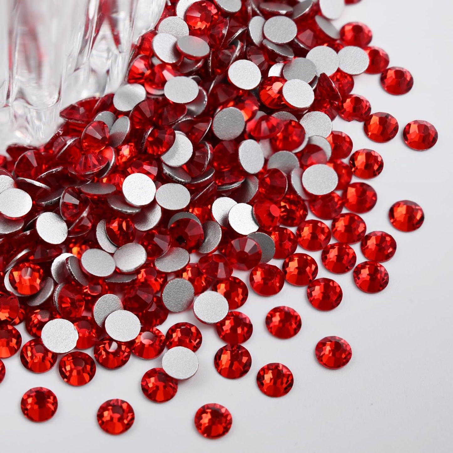 Flatback Glass Rhinestones,Bedazzler Gems 1440pcs Non Hotfix Crystal Rhinestones for Nail Charms Crafts Clothes Tumblers,Red,SS10