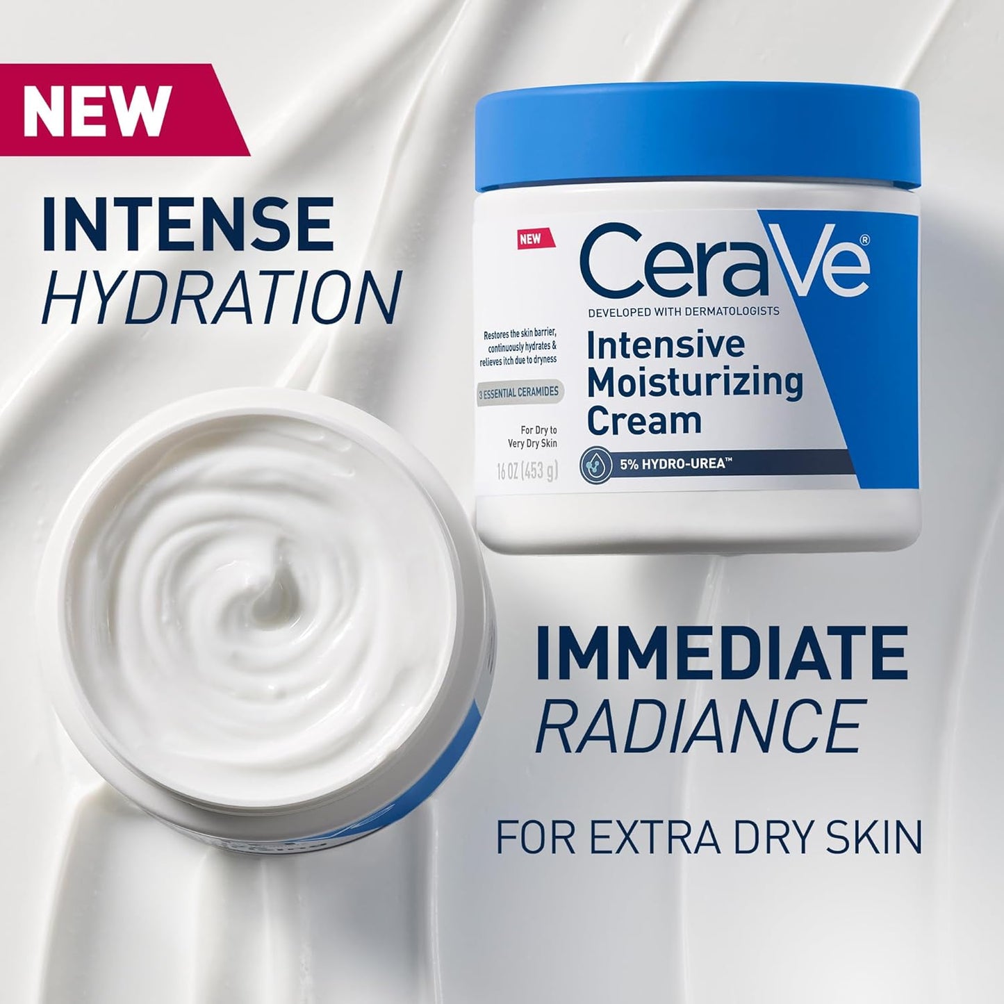 CeraVe Intensive Moisturizing Cream, Body Moisturizer With Shea Butter, 72H Hydration + Skin Barrier Repair, Fragrance-Free Body Lotion For Extremely Dry Skin, 8oz