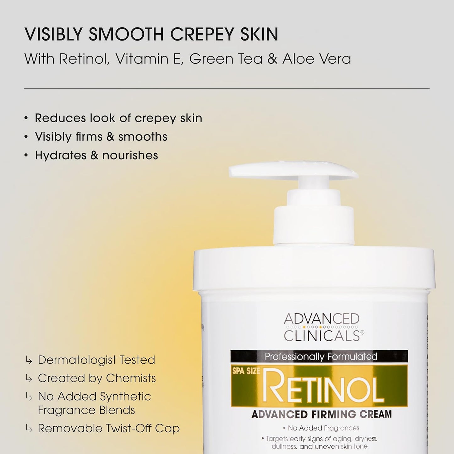 Advanced Clinicals Retinol Body Lotion & Face Moisturizer | Visible Anti Aging Skin Care Retinol Body Cream For Women & Men Targets Look Of Fine Lines, Wrinkles & Crepe Looking Dry Skin, 16OZ, 2-Pack