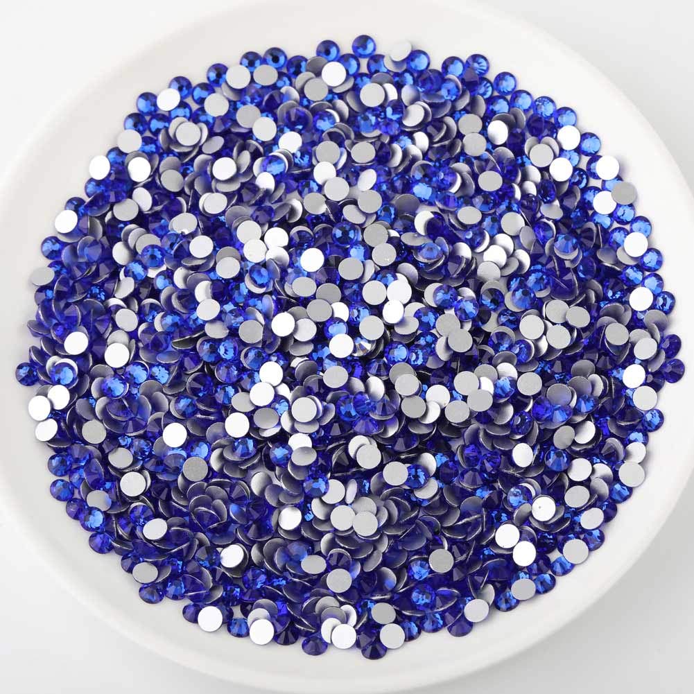 Beadsland 2880pcs Flat Back Crystal Rhinestones Round Gems for Nail Art and Craft Glue Fix,Sapphire,SS4,1.5-1.7mm