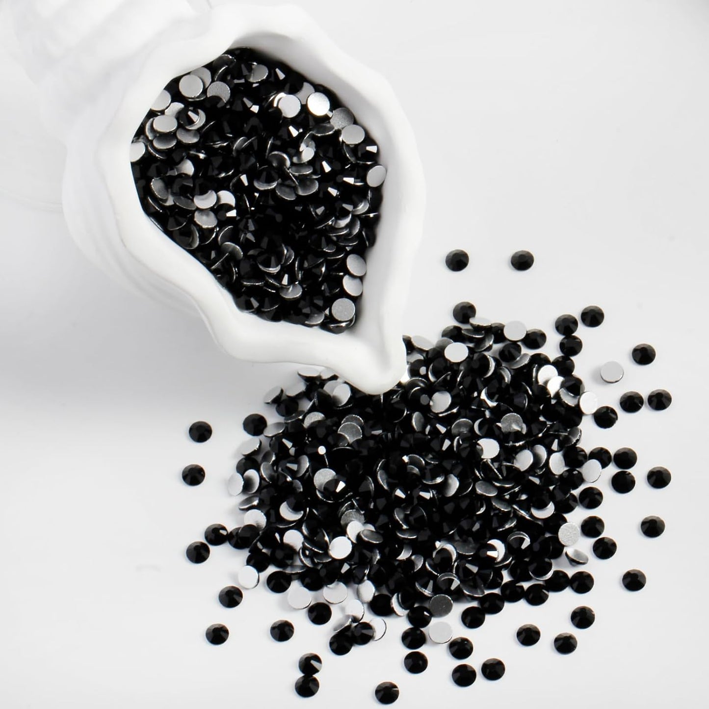 2000PCS SS20 Flatback Rhinestones | 12-Facet Diamond-Cut Glass Gems for Nail Art, Clothing, DIY Crafts |Glue-On Decoration Stones with Silver Backing(Jet Black)