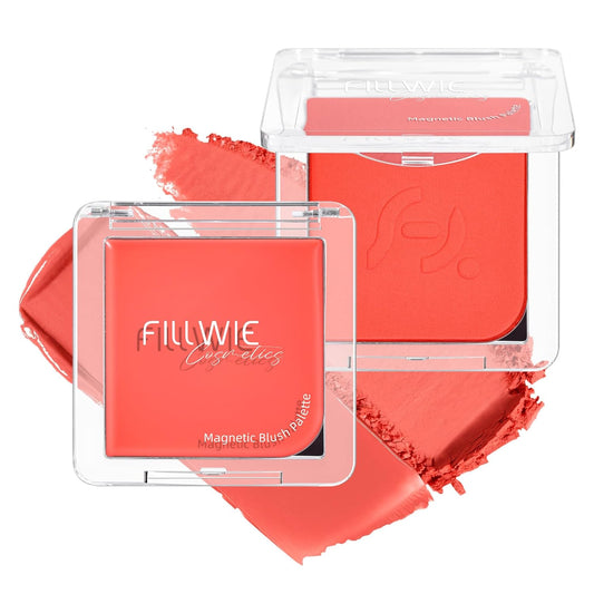 Blush Palette Duo – Cream & Powder Blush Set in Orange Red, Long-Wearing & Moisturizing, Easy to Blend, Radiant Coverage for Cheeks, Eyes & Lips, Magnetic Palette Compatible (2-Pack, Cherry Rush)