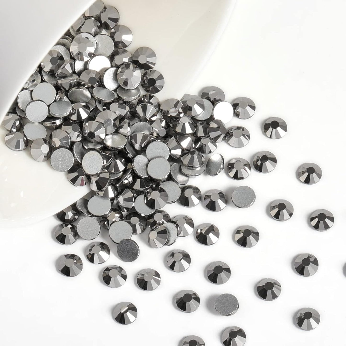 Beadsland 1440 Pieces Flat Back Crystal Rhinestones Round Gems,Hematite,SS12,3.0-3.2mm