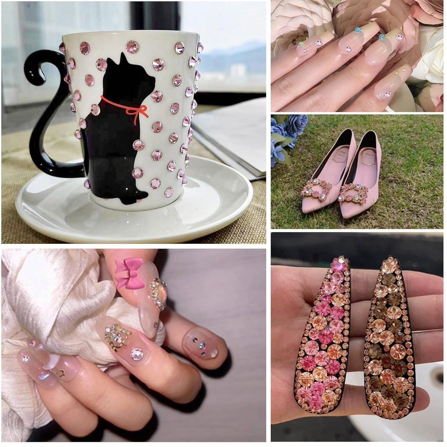 beadsland Flat Back Crystal Rhinestones Round Gems, Light Pink (3.8-4.0mm) SS16/1440pcs