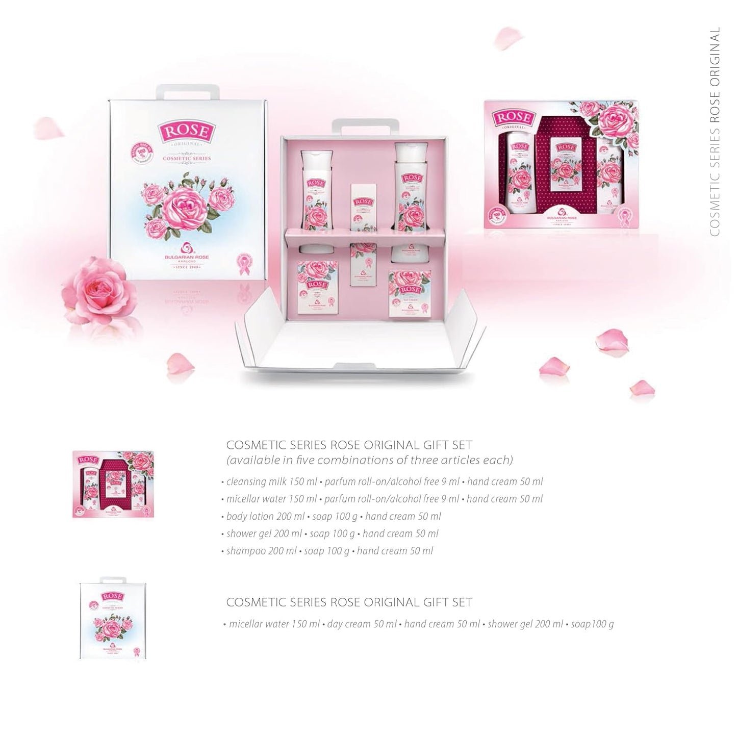 Bulgarian Rose 5 Piece Gift Set with Bulgarian Natural Rose Soap, Rose Body Wash, Rose Hand Cream, Rose Day Face Cream, Rose Micellar Water