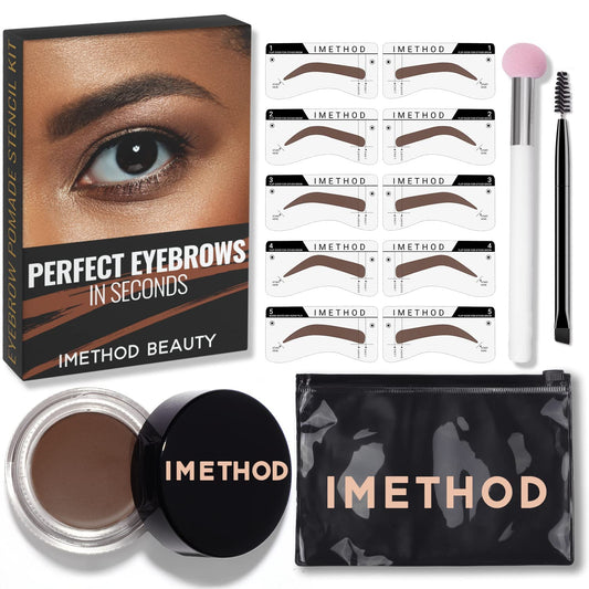 iMethod Eyebrow Stamp and Eyebrow Stencil Kit - Eye Brow Stamping Kit, Brow Stamp Kit, Brow Stencil and Stamp Kit, Brow Trio Eyebrow Kit, Perfect Bushy Eyebrows, BLonde