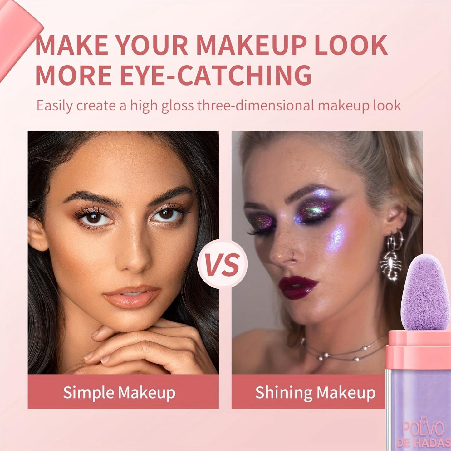 URQT 4 Color Polvo De Hadas Fairy Dust Highlight Patting - Full Body Contouring and Clavicle Pearlescent Patting Powder for Face and Eye, Christmas Sparkling Body Glitter (4 Pack)