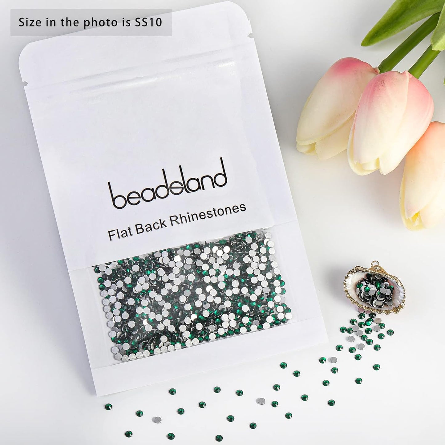 beadsland Flat Back Crystal Rhinestones Round Gems, Emerald (2.7-2.8mm) SS10/1440pcs