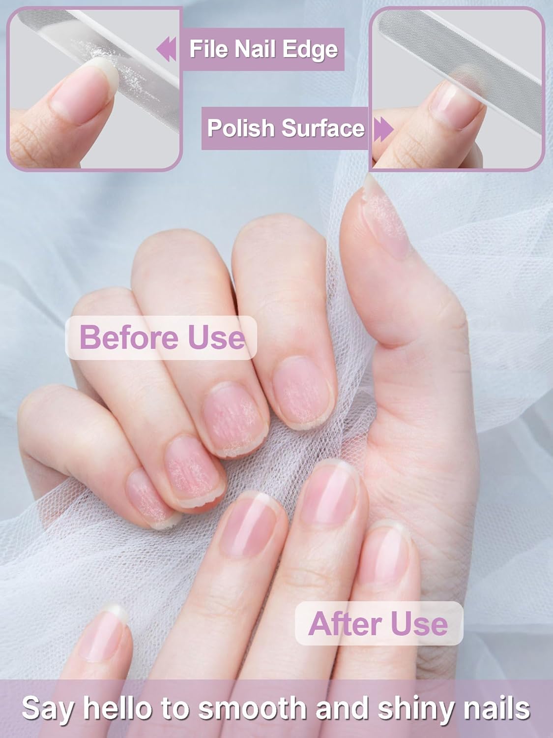 2 Packs Glass Nail Buffers with Case for Natural Nails, Glass Nail Files Shaping Nano Nail Shiners Crystal Polisher Manicure Tools Shine for Home Salon Use Stocking Stuffers for Women Christmas Gift