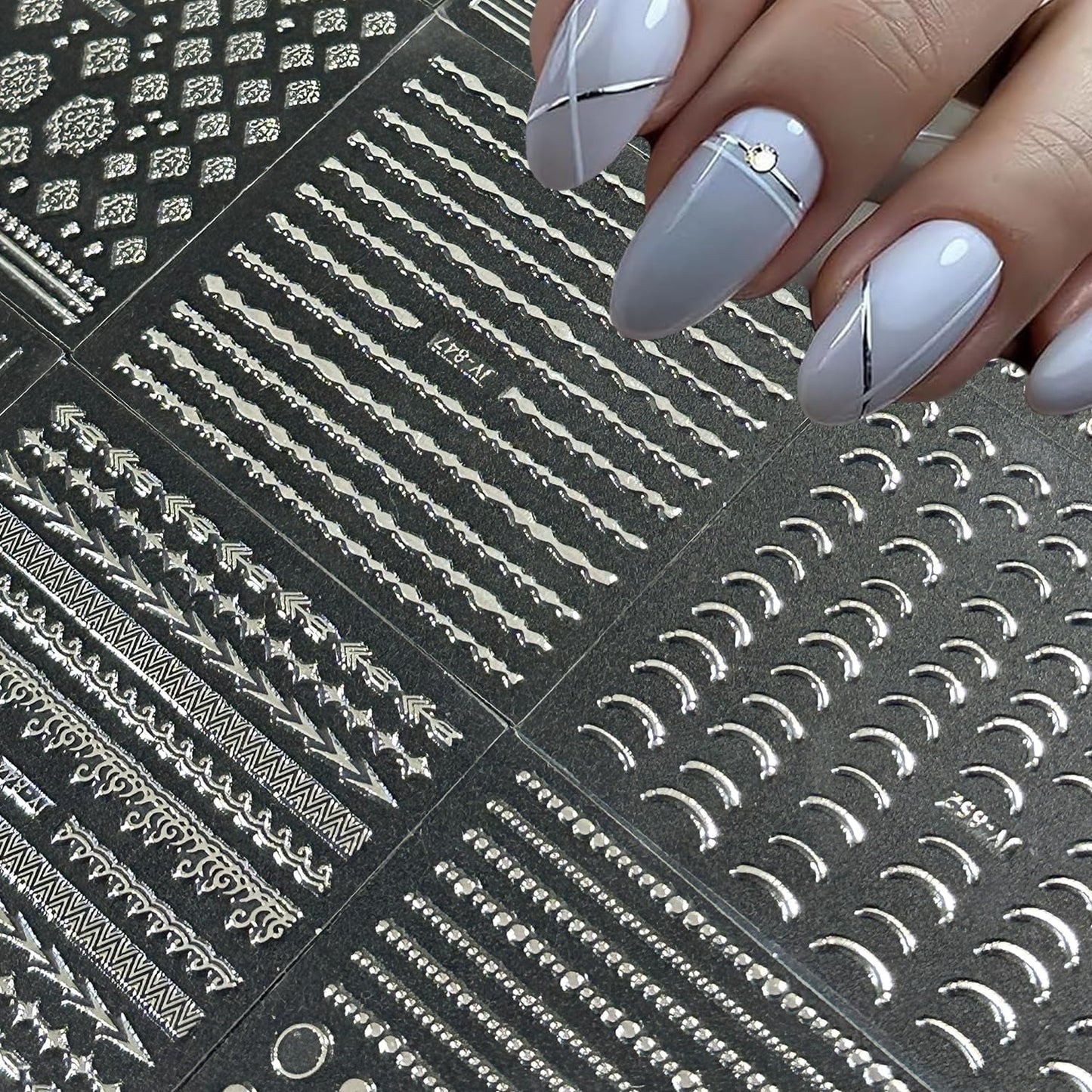 30 Sheets Silver Nail Art Stickers 3D Self Adhesive Sliver Line Nail Decals Silver Nail Sticker for Nail Art Silver Heart Star Nail Art Supplies Silver Nail Design for Acrylic Nails for Women Girls