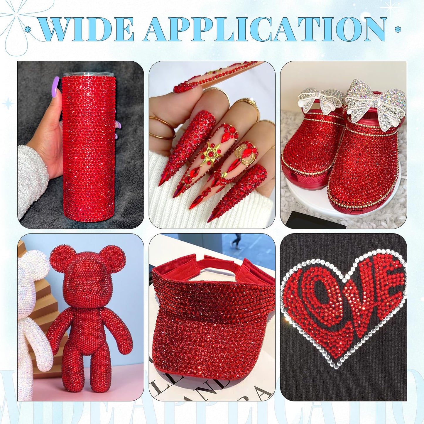 6000Pcs Resin Rhinestones for Bedazzling with 3Pcs B7000 Jewelry Glue, 1 Box Red Flatback Rhinestones for Crafting Crafts DIY, Crystals Gems for Clothing Shoes Tumblers Nail Art Makeup