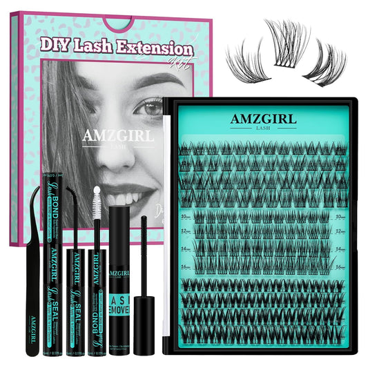 144Pcs Diy Lash Extension Kit Eyelash Clusters Individual Lashes Extensions Kits With Cluster Lashes Wispy, Lash Bond & Seal, Lash Remover,Applicator at Home Lash Extensions Kit(SMH,C-Mix10-16mm kit)
