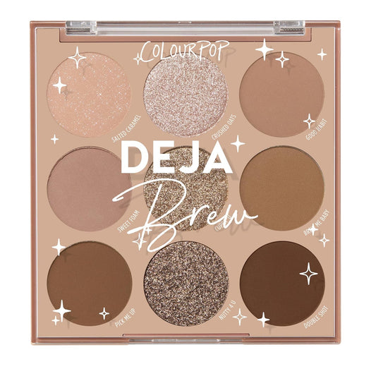 ColourPop Deja Brew Eyeshadow Palette - Cool-Toned Nude Eye Makeup Palette with Matte, Metallic and Matte Sparkle Finishes - High-Pigment Eye Makeup with a Long-Wearing Formula (0.3 oz)